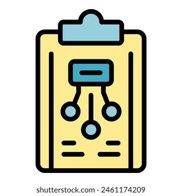 Digital clipboard icon outline vector. Business risk. Security plan color flat