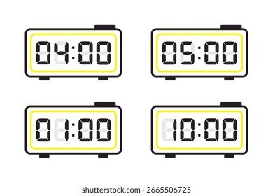  digitaler Wecker, elektronisches Symbol auf weißem Hintergrund