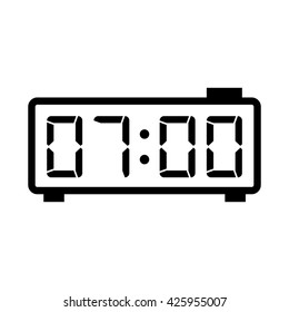 Icono electrónico de la alarma del reloj digital en el fondo blanco