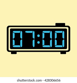 digital clock alarm electronic icon on color background