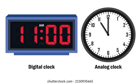 Reloj digital y tiempo de reloj analógico 11-00-A.M