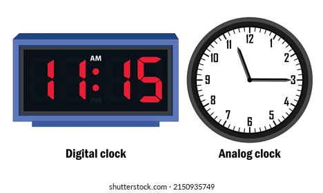 Digital clock and analog clock time 11-15-A.M