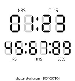 Digital Clock. Calculator Digital Numbers. Alarm Clock Letters. Numbers Set For A Digital Watch And Other Electronic Devices. Vector 10 EPS.