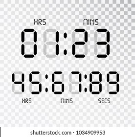 Digital Clock. Calculator Digital Numbers Isolated. Alarm Clock Letters. Numbers Set For A Digital Watch And Other Electronic Devices. Vector 10 EPS