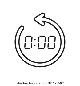 digital clock and circle arrow over white background, line style, vector illustration
