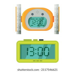 Digital Clock with Clockwork Mechanism Displaying Time Vector Set