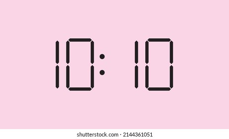 Digital clock close up displaying 10:10 o'clock, am or pm, simple flat black icon vector eps 10