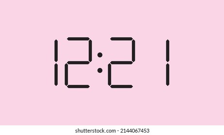 Digitale Uhr, Nahaufnahme mit 12:21 Uhr, einfaches, flaches, schwarzes Symbol, Vektorgrafik eps10