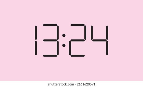 Digitale Uhr, Nahaufnahme mit 13:24 Uhr, einfaches, flaches, schwarzes Symbol, Vektorgrafik eps10