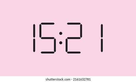 Digital clock close up displaying 15:21 o'clock, simple flat black icon vector eps 10