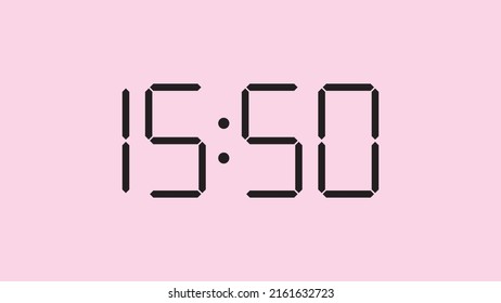 Digitale Uhr, Nahaufnahme mit 15:50 Uhr, einfaches, flaches, schwarzes Symbol, Vektorgrafik eps10