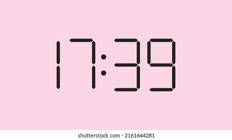 Digital clock close up displaying 17:93 o'clock, simple flat black icon vector eps 10