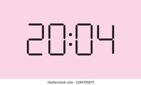 Digital clock close up displaying 20:04 o'clock, simple flat black icon vector eps 10