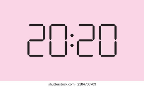 Digital clock close up displaying 20:20 o'clock, simple flat black icon vector eps 10