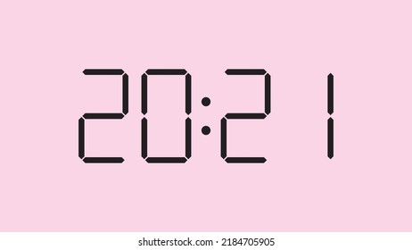 Digital clock close up displaying 20:21 o'clock, simple flat black icon vector eps 10