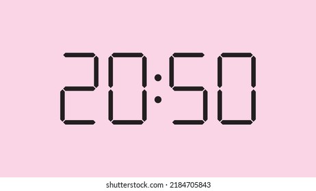 Digital clock close up displaying 20:50 o'clock, simple flat black icon vector eps 10