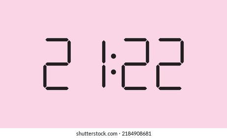 Digital clock close up displaying 21:22 o'clock, simple flat black icon vector eps 10