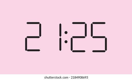 Digital clock close up displaying 21:25 o'clock, simple flat black icon vector eps 10