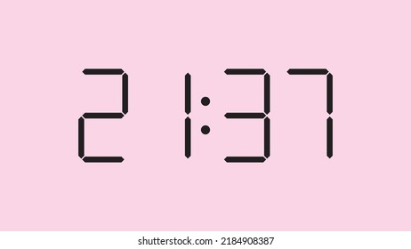 Digital clock close up displaying 21:37 o'clock, simple flat black icon vector eps 10