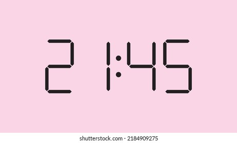 Digital clock close up displaying 21:45 o'clock, simple flat black icon vector eps 10