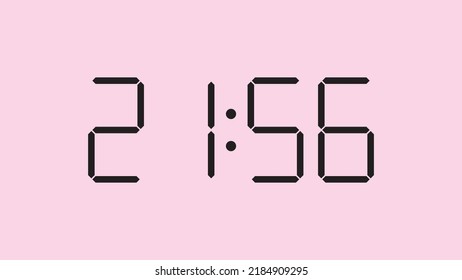 Digital clock close up displaying 21:56 o'clock, simple flat black icon vector eps 10