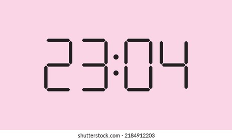 Digital clock close up displaying 23:04 o'clock, simple flat black icon vector eps 10