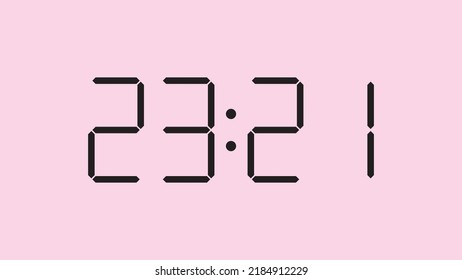 Digital clock close up displaying 23:21 o'clock, simple flat black icon vector eps 10