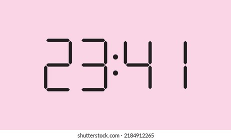 Digital clock close up displaying 23:41 o'clock, simple flat black icon vector eps 10