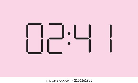 Digital clock close up displaying 2:41 o'clock, am or pm, simple flat black icon vector eps 10