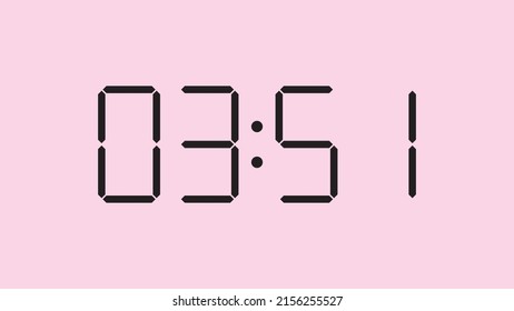Digital clock close up displaying 3:51 o'clock, am or pm, simple flat black icon vector eps 10