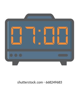 Digital clock colorful line icon, electronic and alarm, vector graphics, a filled pattern on a white background, eps 10.