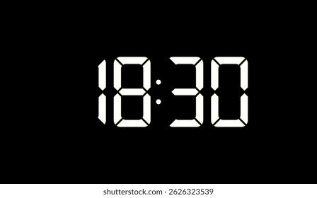 Digital Clock Displaying 10:30 on a Black Background, Ideal for Time-Related Projects and Design Elements with High Contrast and Sharp Visibility