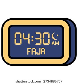 Digital clock displaying 4:30 AM with fajar and moon symbol