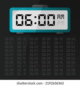 Digital clock displaying 6 o'clock with digital number set