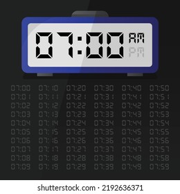 Digital clock displaying 7 o'clock with digital number set