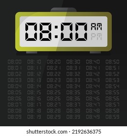 Digital clock displaying 8 o'clock with digital number set