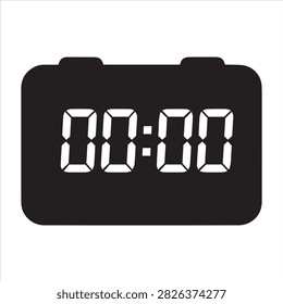 Digital clock displaying zero hours zero minutes and zero seconds.
