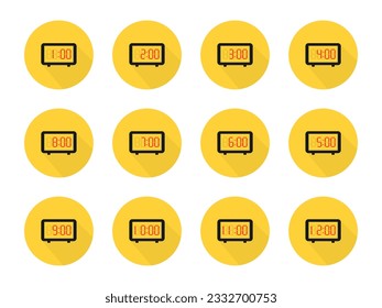 Digitale Uhr, flache Ikone und Illustration, einfaches flaches Vektordesign-Paket