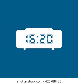 Digital Clock Flat Icon On Blue Background
