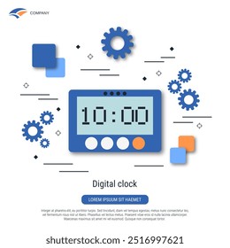 Ilustração de vetor de estilo plano de relógio digital