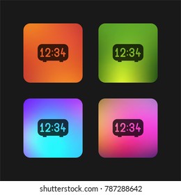 Digital clock four color gradient app icon design