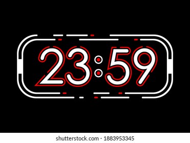 Digital Clock Geometric Vector, minimalist line shape, wallpaper clock.