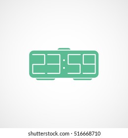Digital Clock Green Flat Icon On White Background