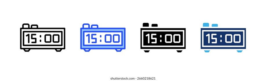 Digital Clock Icon Collection With Multiple Styles