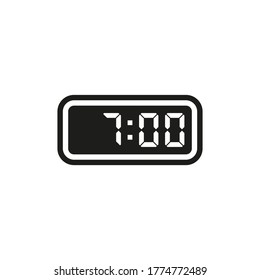 Digital clock icon. Electric alarm clock. Vector. Flat design.
