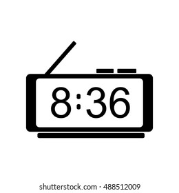 Digital clock icon. Flat design. Silhouette vector illustration