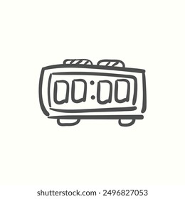 digital clock icon, isolated handdrawn icon theme gadget