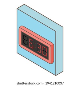Digital clock icon. Isometric illustration of digital clock vector icon for web