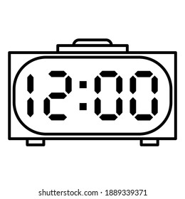 Digital clock icon in modern outline style design. Vector illustration isolated on white background.