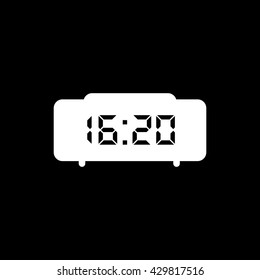 Digital Clock Icon On Black Background